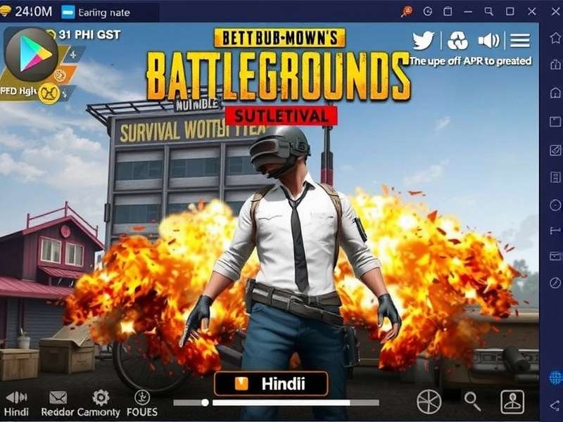 PUBG Mobile Survival game interface in Hindi language